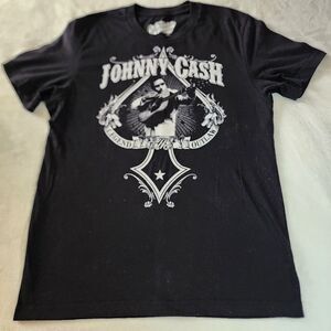 Old Navy Collectables Johnny Cash Black Tshirt With White Graphics Size Small